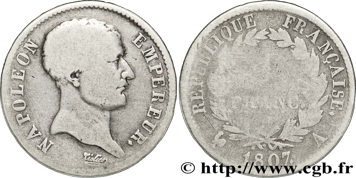 1 franc Napoléon Empereur tête de nègre 1807 Paris F 203 1 fmd 183454