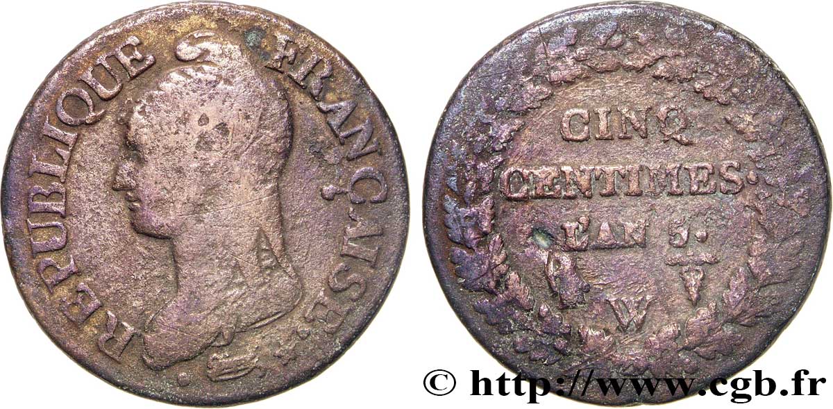 Cinq centimes Dupré, grand module 1797 Lille F.115/31 B12 