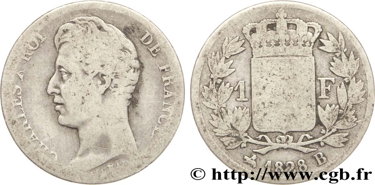 1 franc Charles X 1828 Rouen F.207A/4 B13 