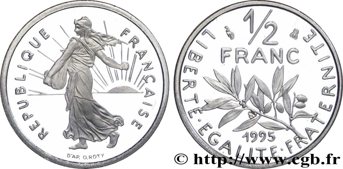 1/2 franc Semeuse, BE (Belle Épreuve) 1995 Pessac F.198/38 var. FDC67