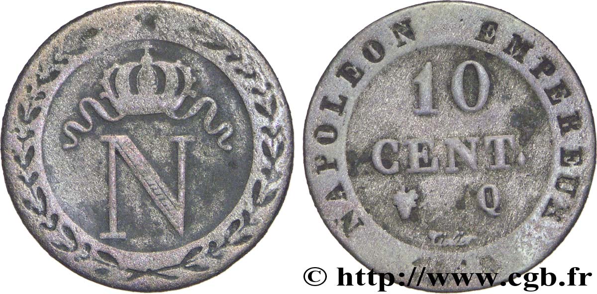 10 cent. à l N couronnée 1810 Perpignan F.130/23 TB35 
