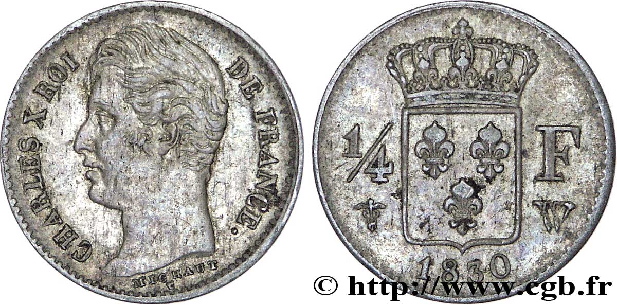1/4 franc Charles X 1830 Lille F.164/42 S35 
