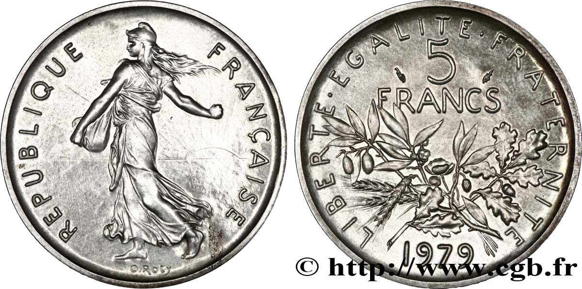 Piéfort argent de 5 francs Semeuse, nickel 1979 Pessac F.341/11P FDC65