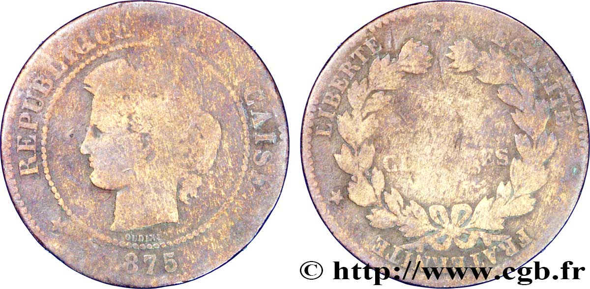 5 centimes Cérès 1875 Paris F.118/11 B8 