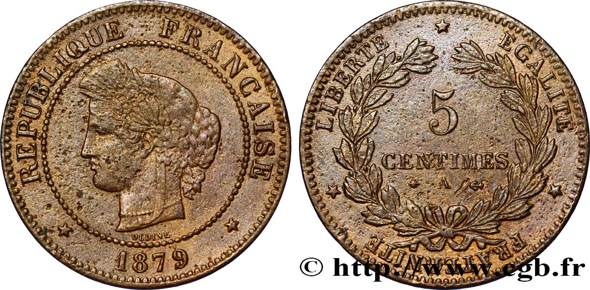 5 centimes Cérès 1879 Paris F.118/20 TB35