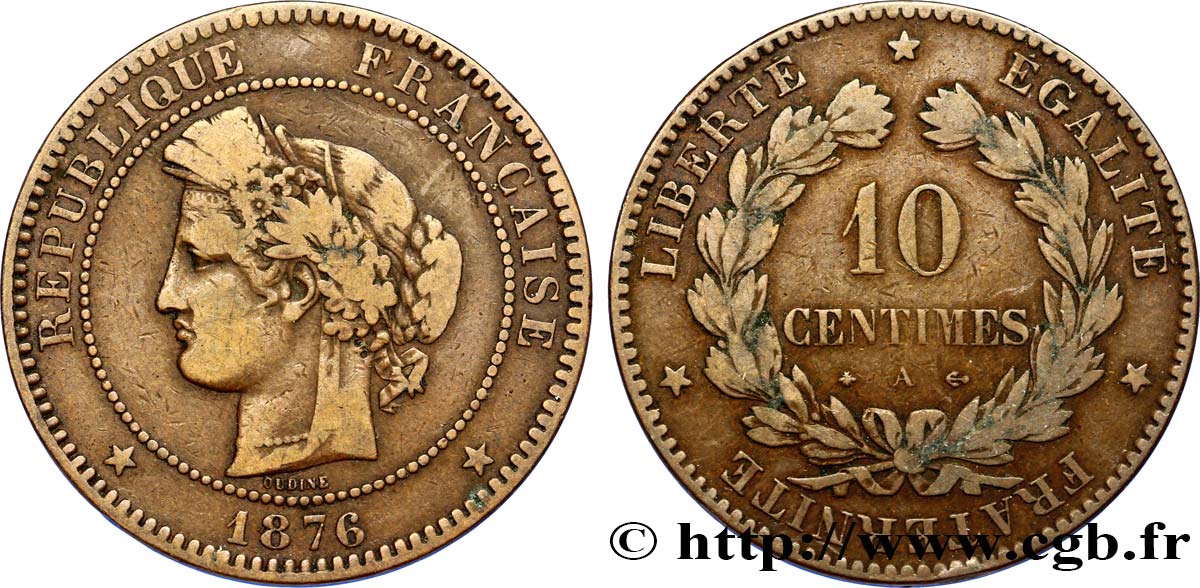 10 centimes Cérès 1876 Paris F.135/16 TB30