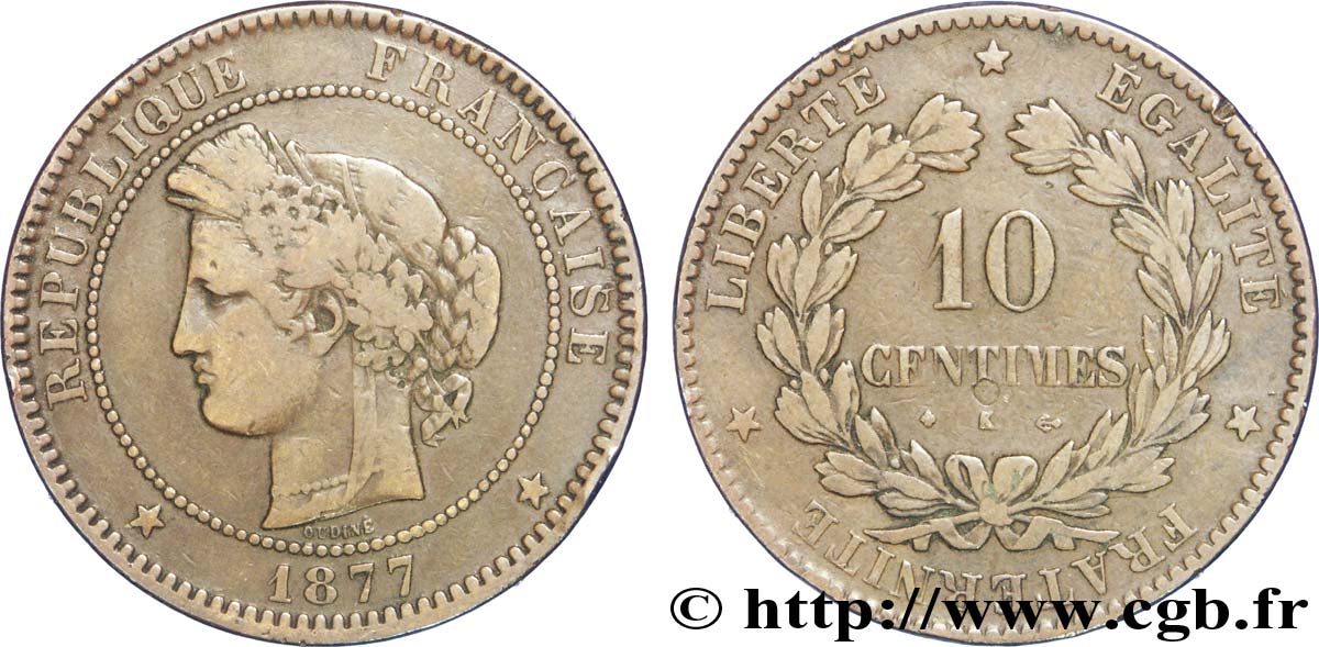 10 centimes Cérès 1877 Bordeaux F.135/19 TB20 