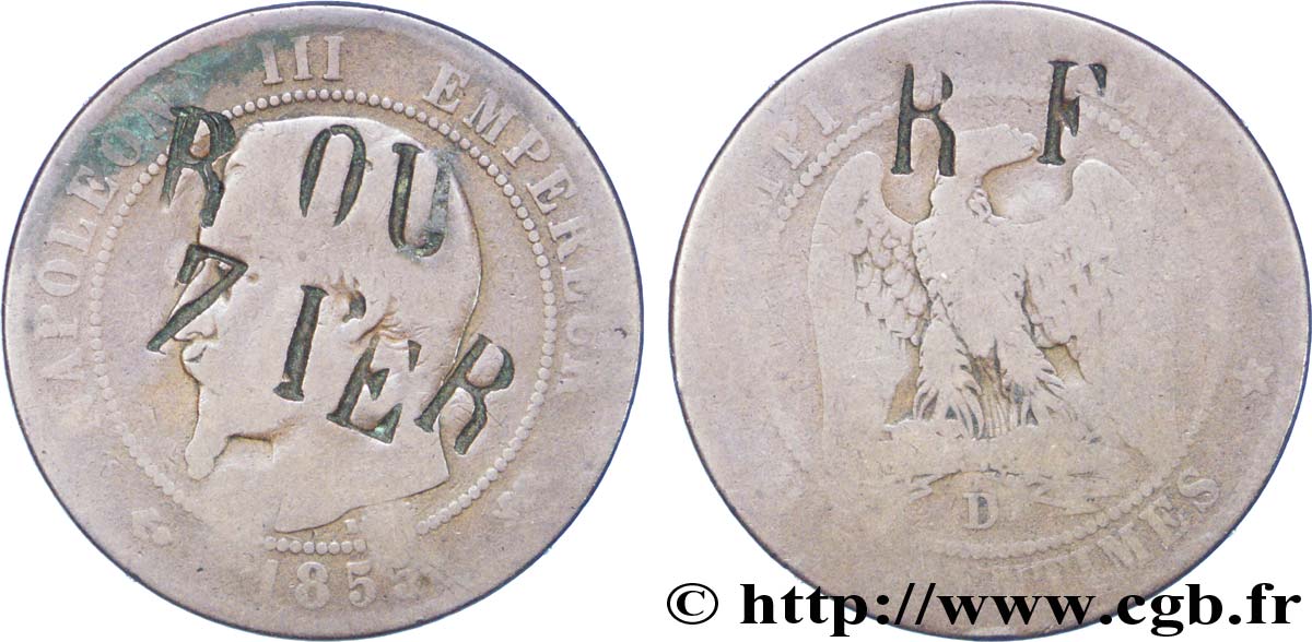 Monnaie satirique, module de 10 centimes 1855 Bordeaux F.133/25 AB