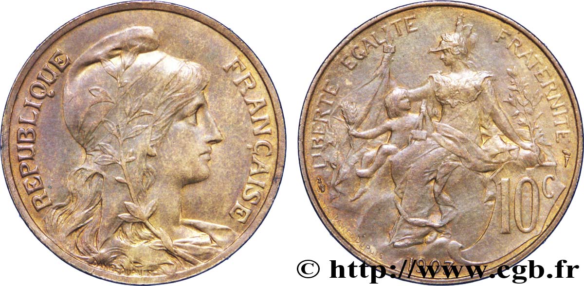 10 centimes Daniel-Dupuis 1907  F.136/16 AU58 