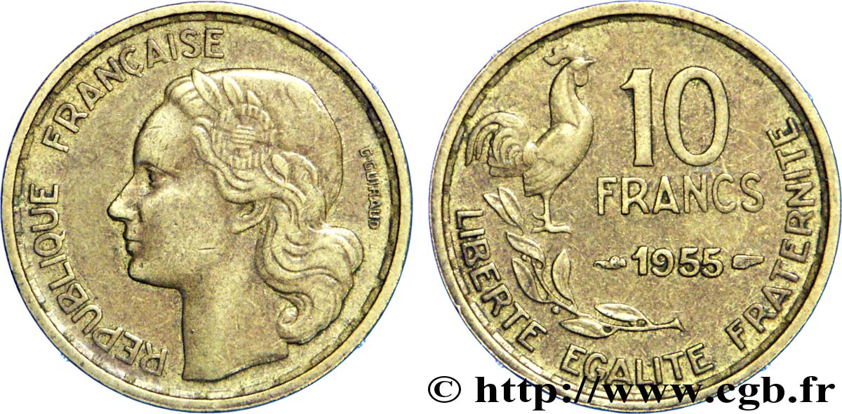 10 francs Guiraud 1955  F.363/12 AU50 