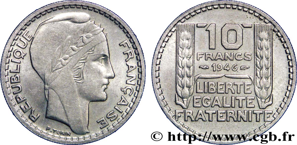 10 francs Turin, grosse tête, rameaux courts 1946 F.361A/2 MS60
