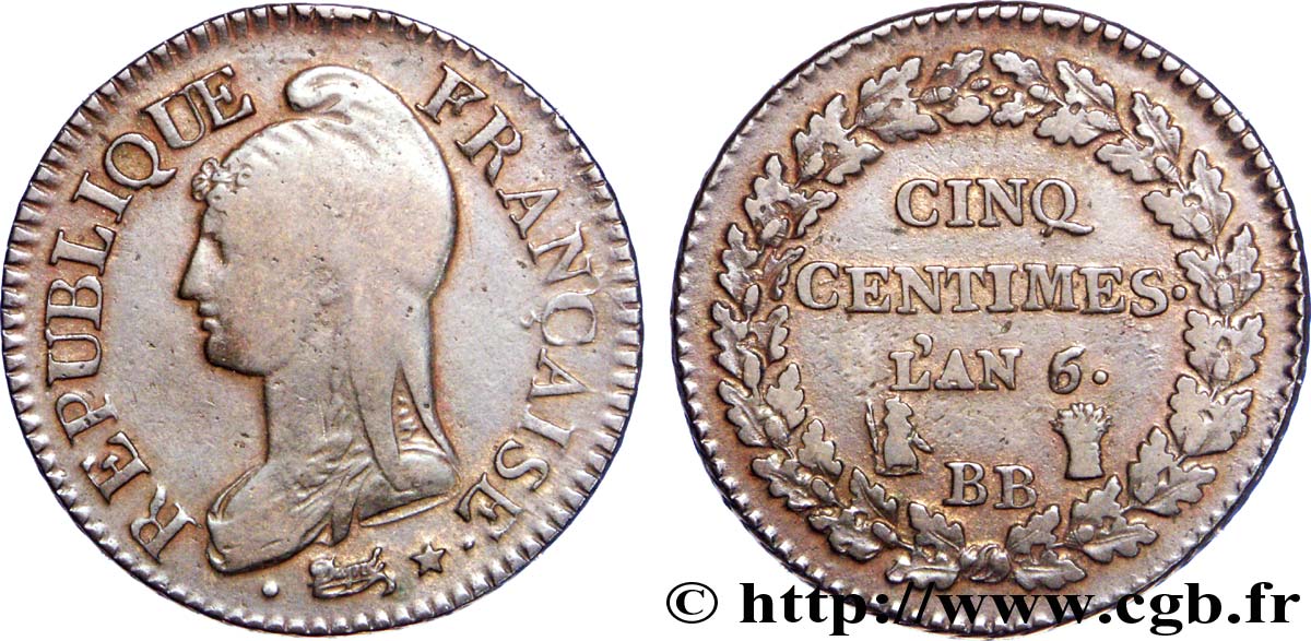 Cinq centimes Dupré, grand module 1798 Strasbourg F.115/38 TB25