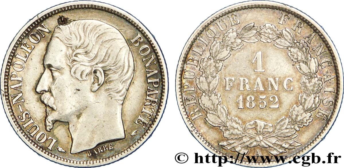 1 franc Louis-Napoléon 1852 Paris F.212/1 TTB48