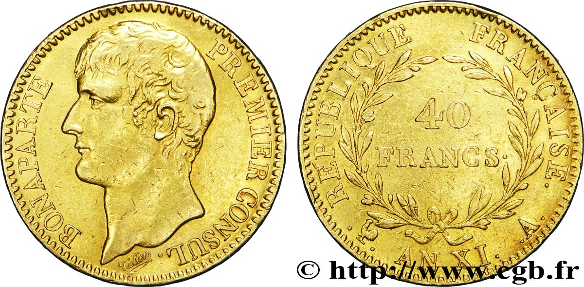 40 francs or Bonaparte Premier Consul 1803 Paris F.536/1 TTB48 