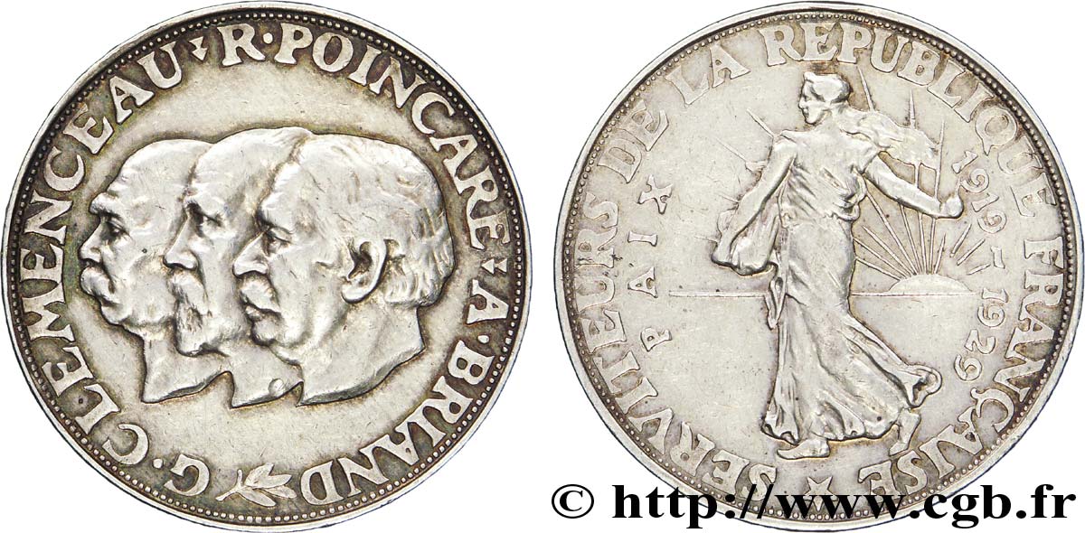 Module de 20 francs argent, 10e anniversaire de la Paix 1929 Paris G.851 TTB50