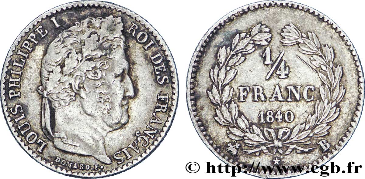 1/4 franc Louis-Philippe 1840 Rouen F.166/81 TTB45 