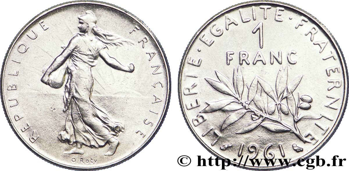 1 franc Semeuse, nickel 1961 Paris F.226/6 AU58 