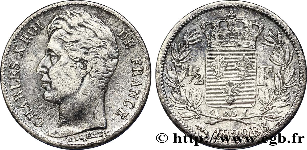 1/2 franc Charles X 1829 Strasbourg F.180/39 SS40