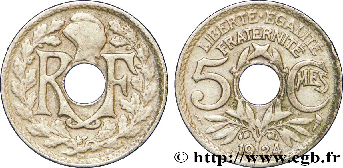 5 centimes Lindauer, petit module 1924 Poissy F.122/9 XF40 