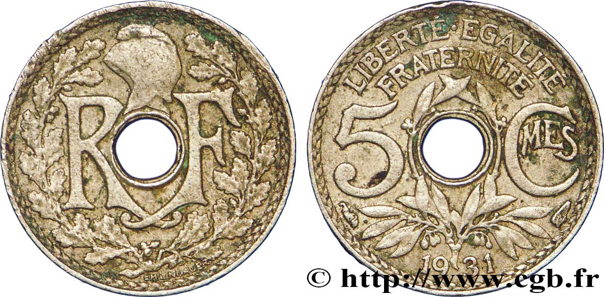 5 centimes Lindauer, petit module 1931 Paris F.122/14 TTB45 