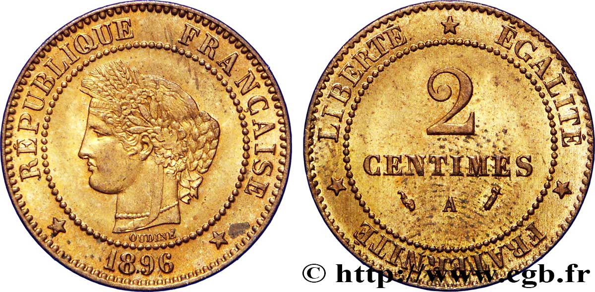 2 centimes Cérès 1896 Paris F.109/22 MS61 