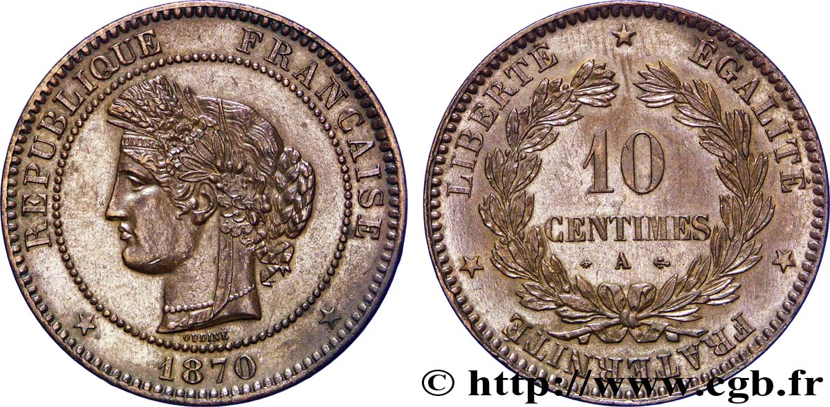 10 centimes Cérès 1870 Paris F.135/4 TTB50 