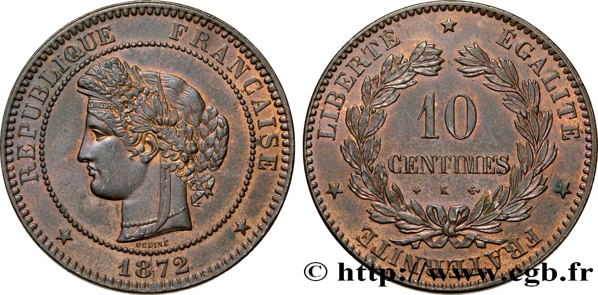 10 centimes Cérès 1872 Bordeaux F.135/9 TTB54 