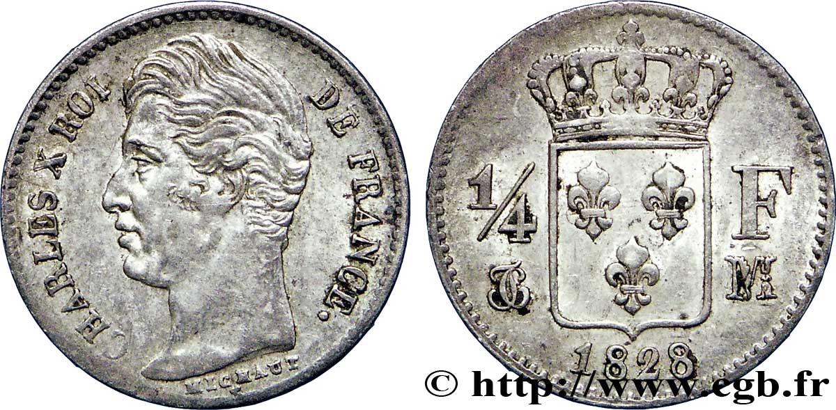 1/4 franc Charles X 1828 Toulouse F.164/25 AU50 