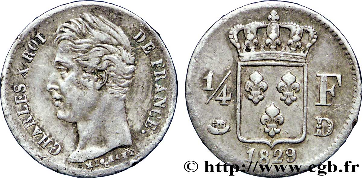 1/4 franc Charles X 1829 Lyon F.164/32 TTB40