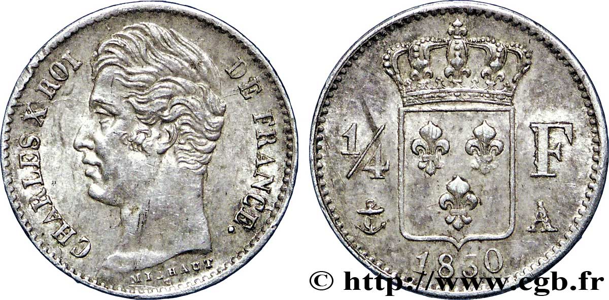 1/4 franc Charles X 1830 Paris F.164/39 SUP58