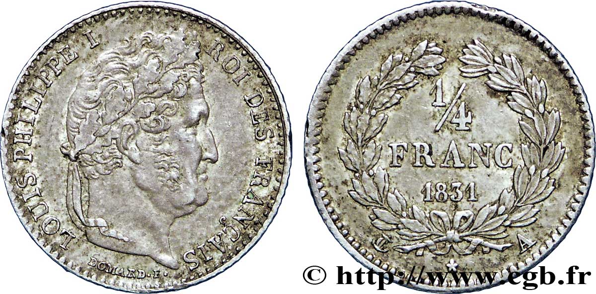 1/4 franc Louis-Philippe 1831 Paris F.166/1 XF48 