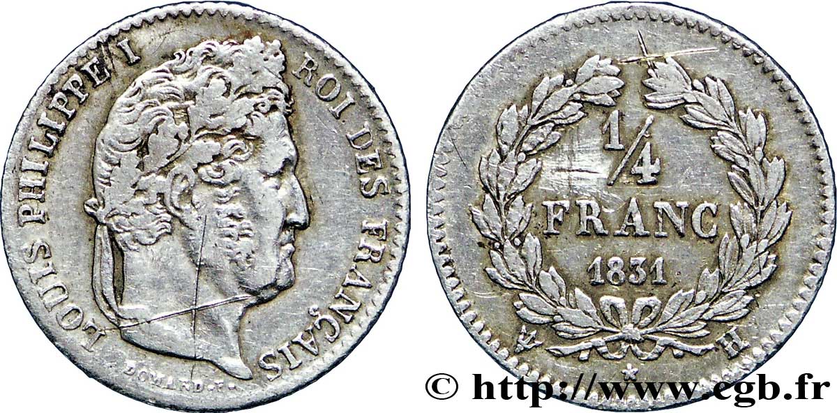 1/4 franc Louis-Philippe 1831 La Rochelle F.166/5 TB30 