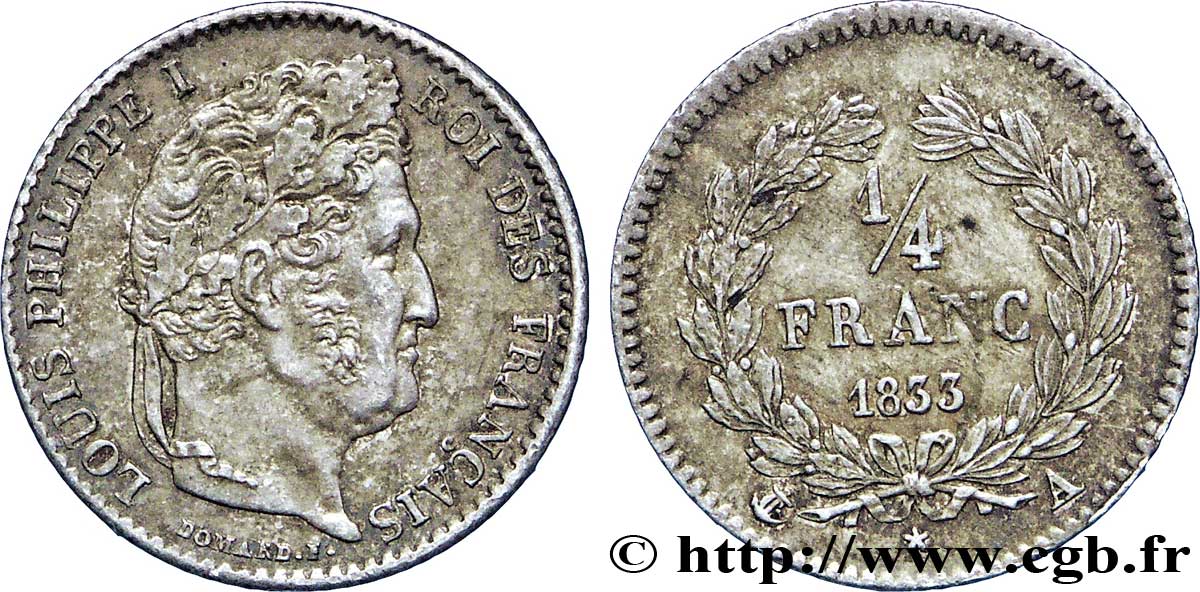 1/4 franc Louis-Philippe 1833 Paris F.166/30 AU52 