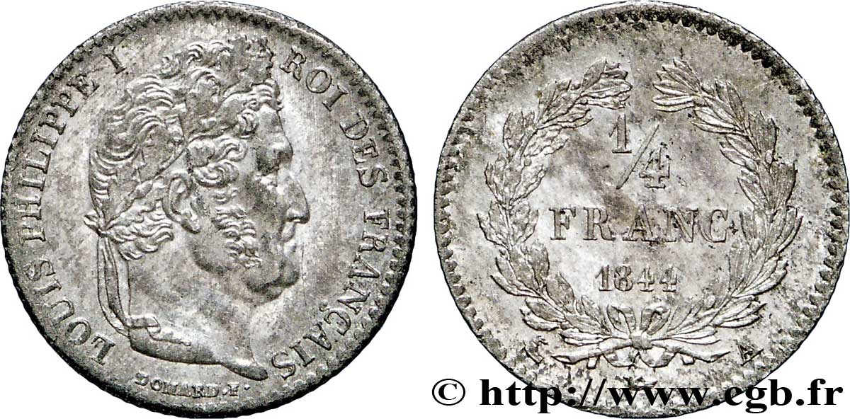 1/4 franc Louis-Philippe 1844 Paris F.166/97 AU58 