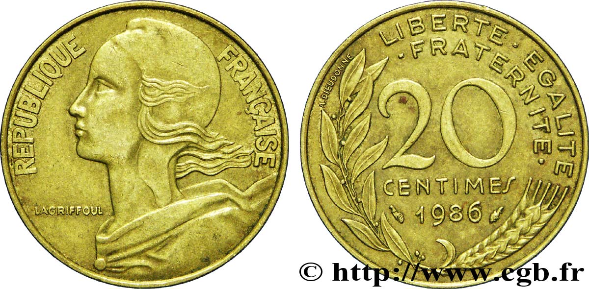 20 centimes Marianne 1986 Pessac F.156/26 TB35 