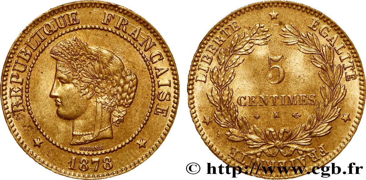 5 centimes Cérès 1878 Bordeaux F.118/18 SPL64 