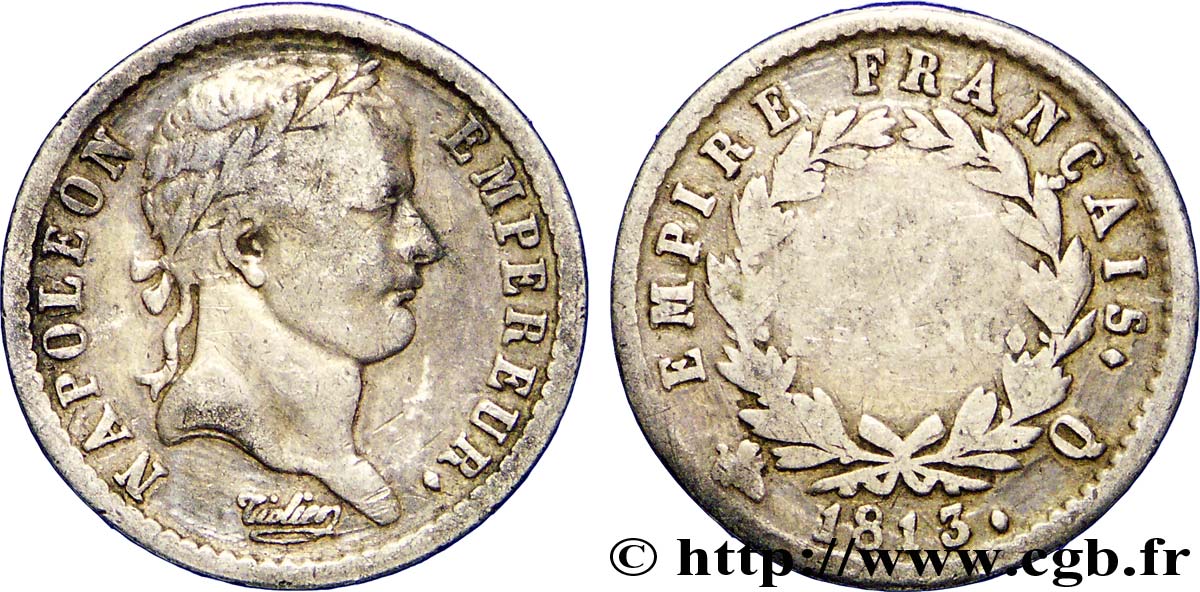 Demi-franc Napoléon Ier tête laurée, Empire français 1813 Perpignan F.178/59 F12 