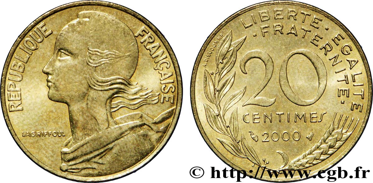 20 centimes Marianne 2000 Pessac F.156/44 SUP60