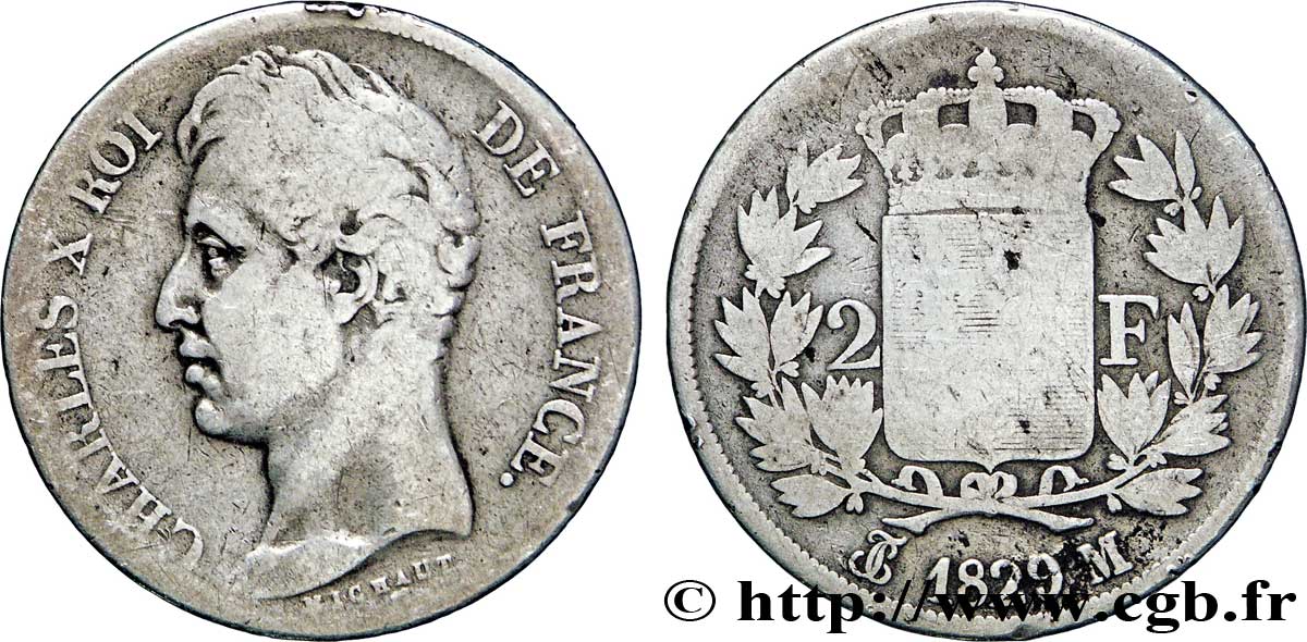 2 francs Charles X 1829 Toulouse F.258/57 F12 
