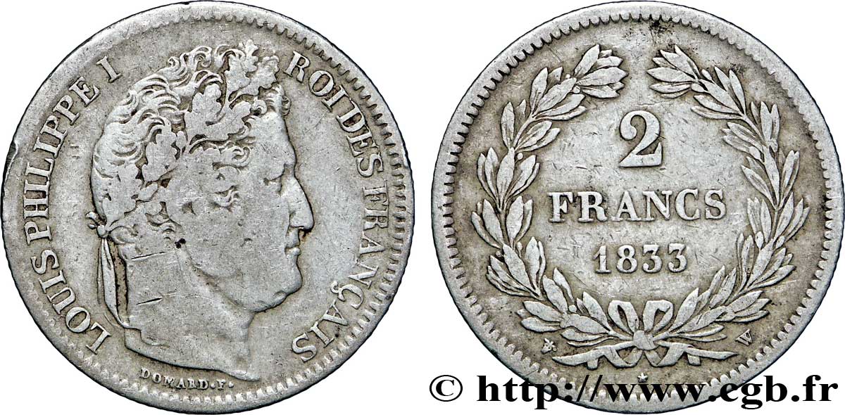 2 francs Louis-Philippe 1833 Lille F.260/28 TB25 