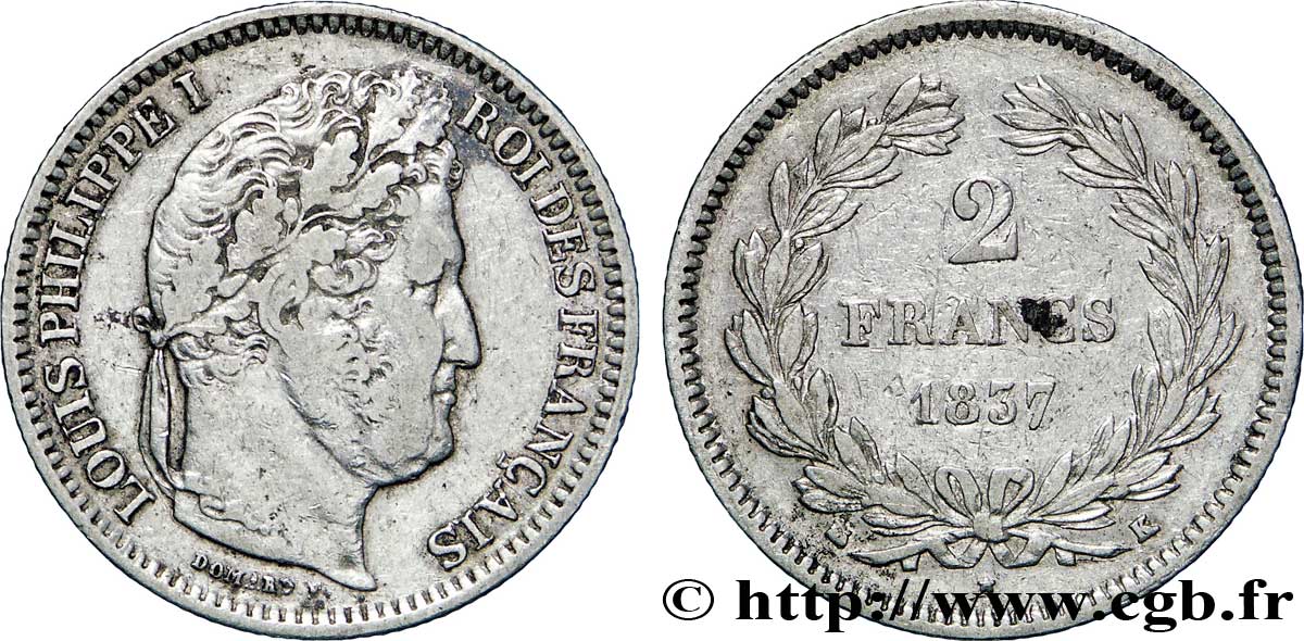 2 francs Louis-Philippe 1837 Bordeaux F.260/62 TTB40 