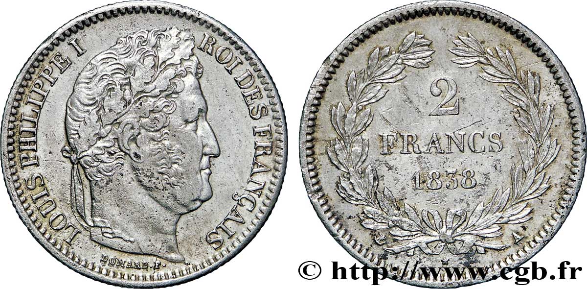 2 francs Louis-Philippe 1838 Paris F.260/65 AU52 