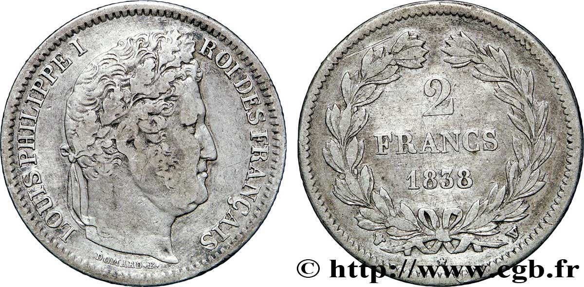 2 francs Louis-Philippe 1838 Lille F.260/69 MB35 