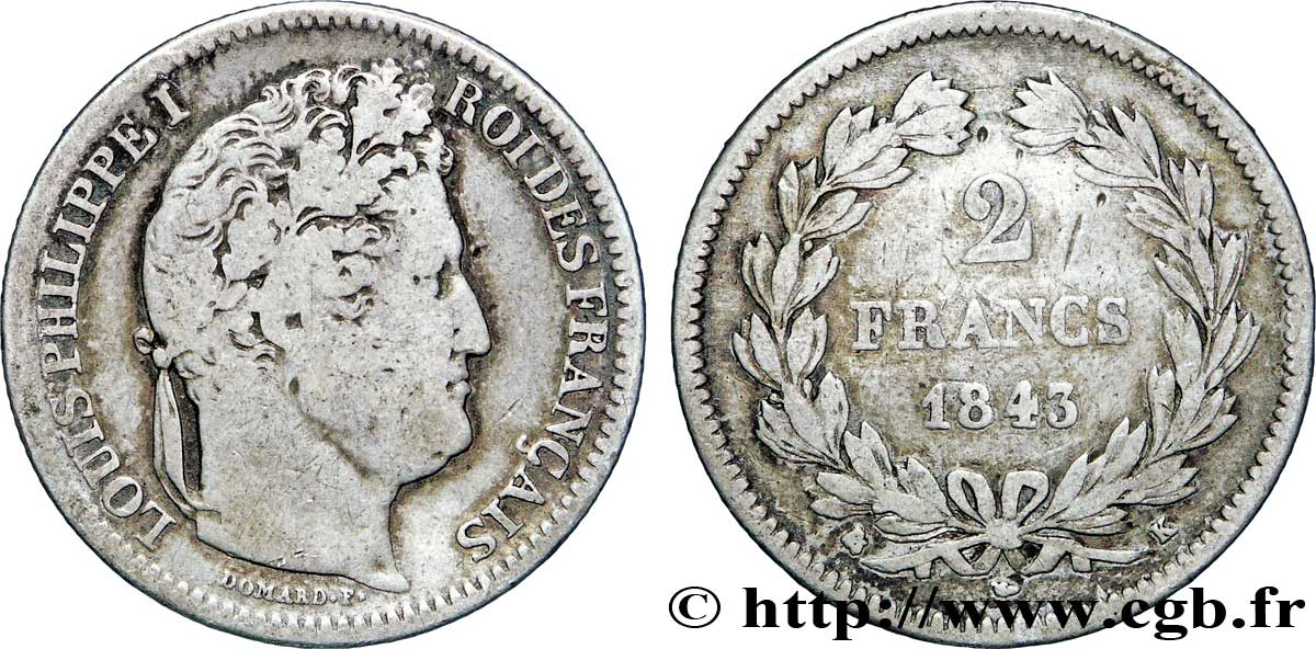 2 francs Louis-Philippe 1843 Bordeaux F.260/95 VF25 
