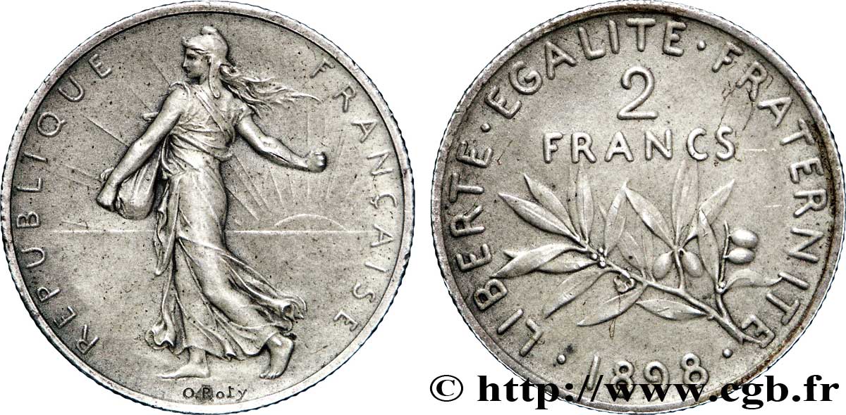 2 francs Semeuse 1898  F.266/2 AU58 