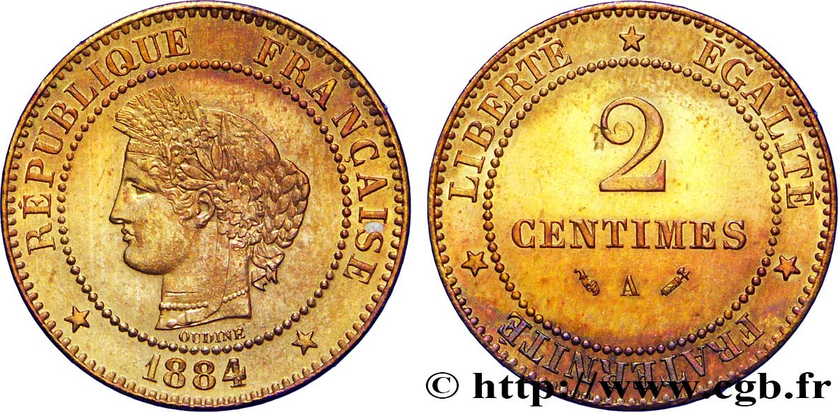 2 centimes Cérès 1884 Paris F.109/9 SUP60 