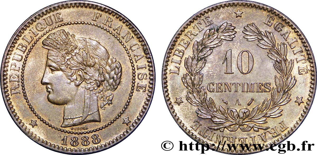 10 centimes Cérès 1888 Paris F.135/33 SUP60 