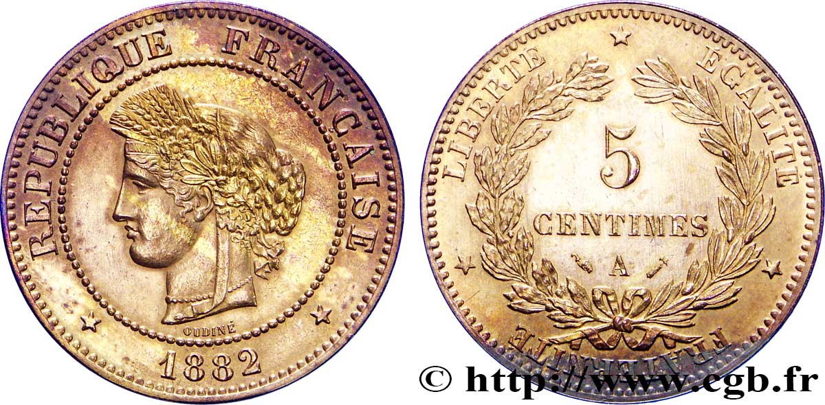 5 centimes Cérès 1882 Paris F.118/23 SUP 