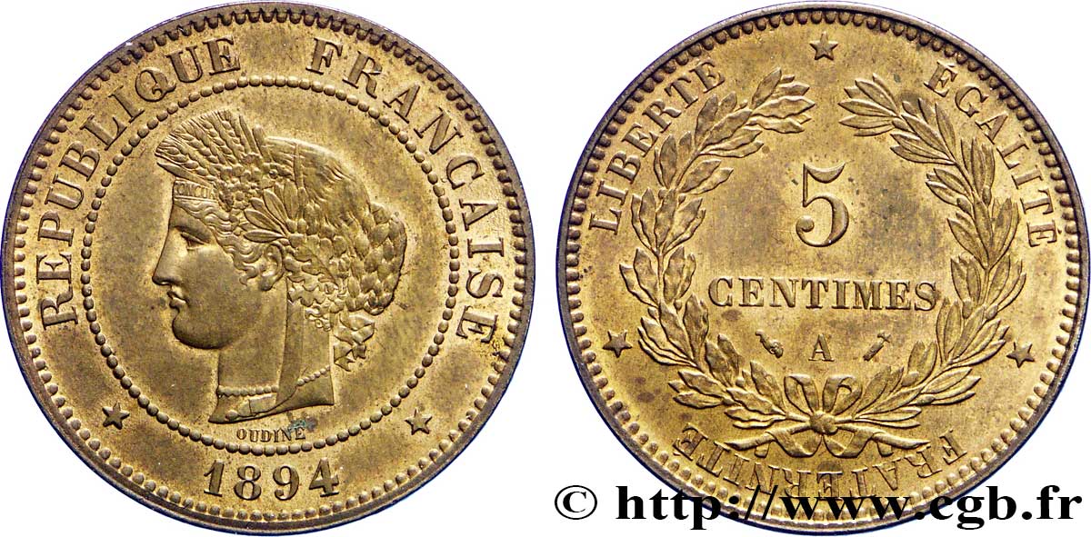 5 centimes Cérès 1894 Paris F.118/36 SUP56 