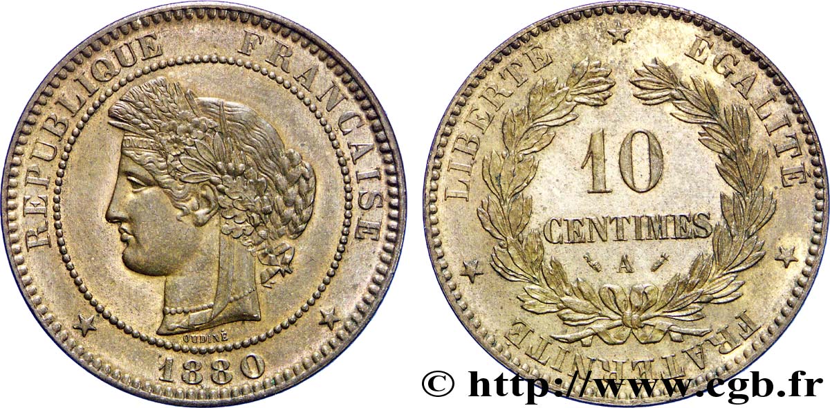 10 centimes Cérès 1880 Paris F.135/24 SUP58 